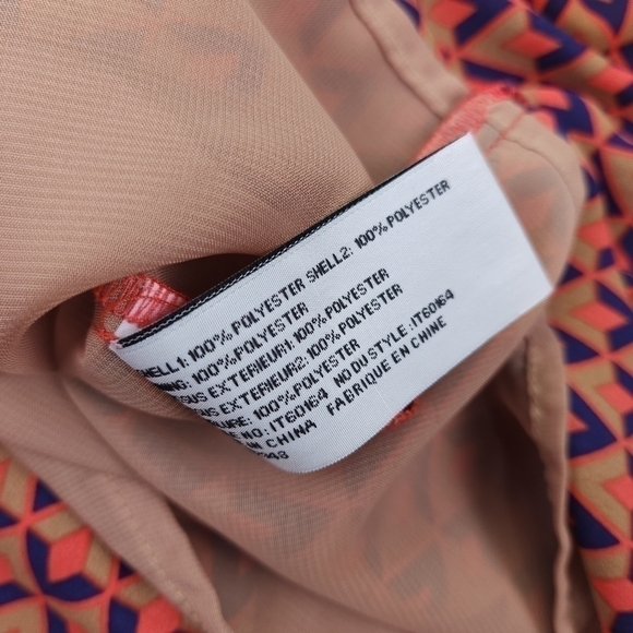 Tulle Coral Blue Patterned Sleeveless Dress Sz Xs - Picture 7 of 13